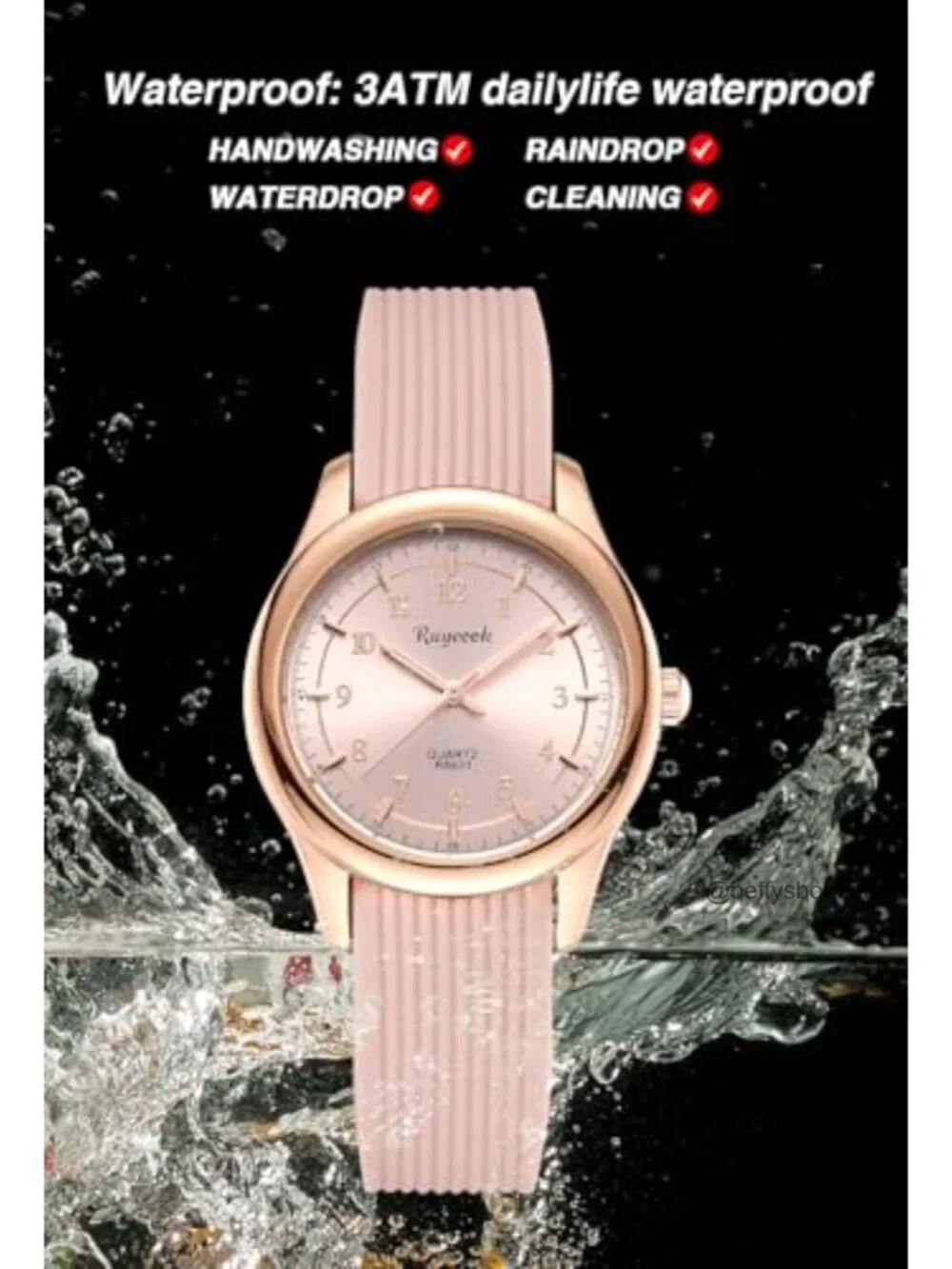 Waterproof Nurse Watch for Women, Silicone Band Analog Watch with Second Hand,